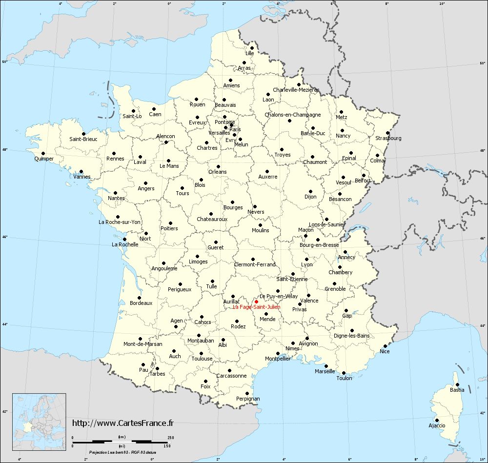 Carte administrative de La Fage-Saint-Julien